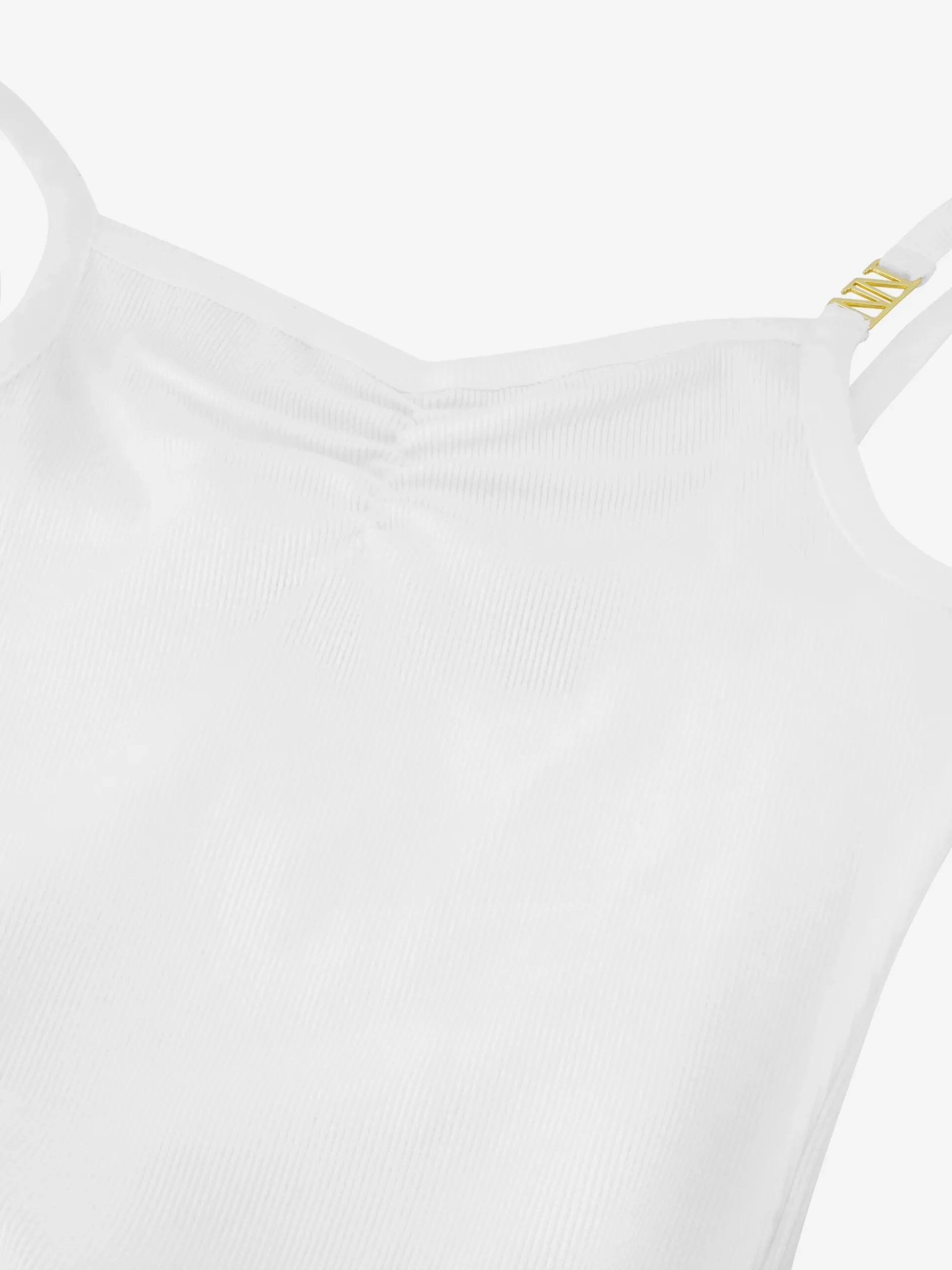 Geribde top met gedrapeerd detail