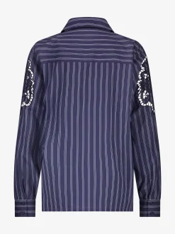 Gestreepte blouse met kanten cut-out details