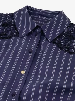 Gestreepte blouse met kanten cut-out details