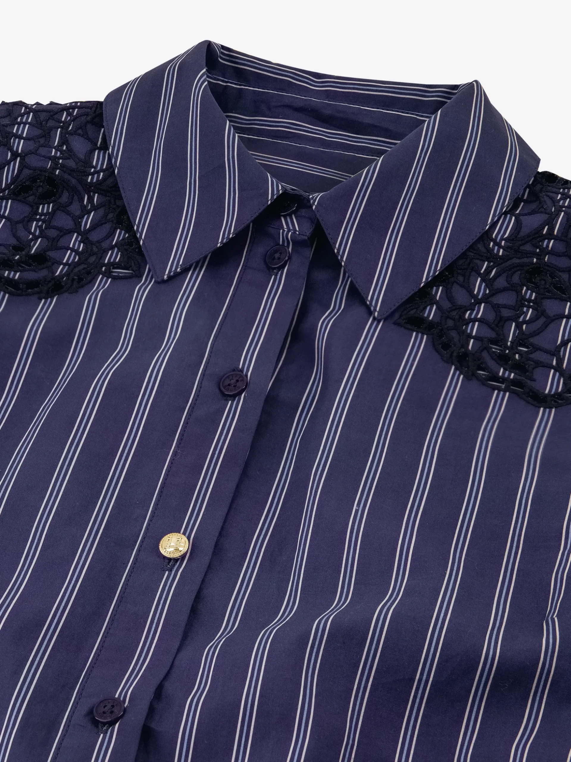 Gestreepte blouse met kanten cut-out details
