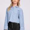 Gestreepte korte blouse met omslagmouwen
