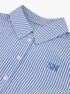 Gestreepte korte blouse met omslagmouwen
