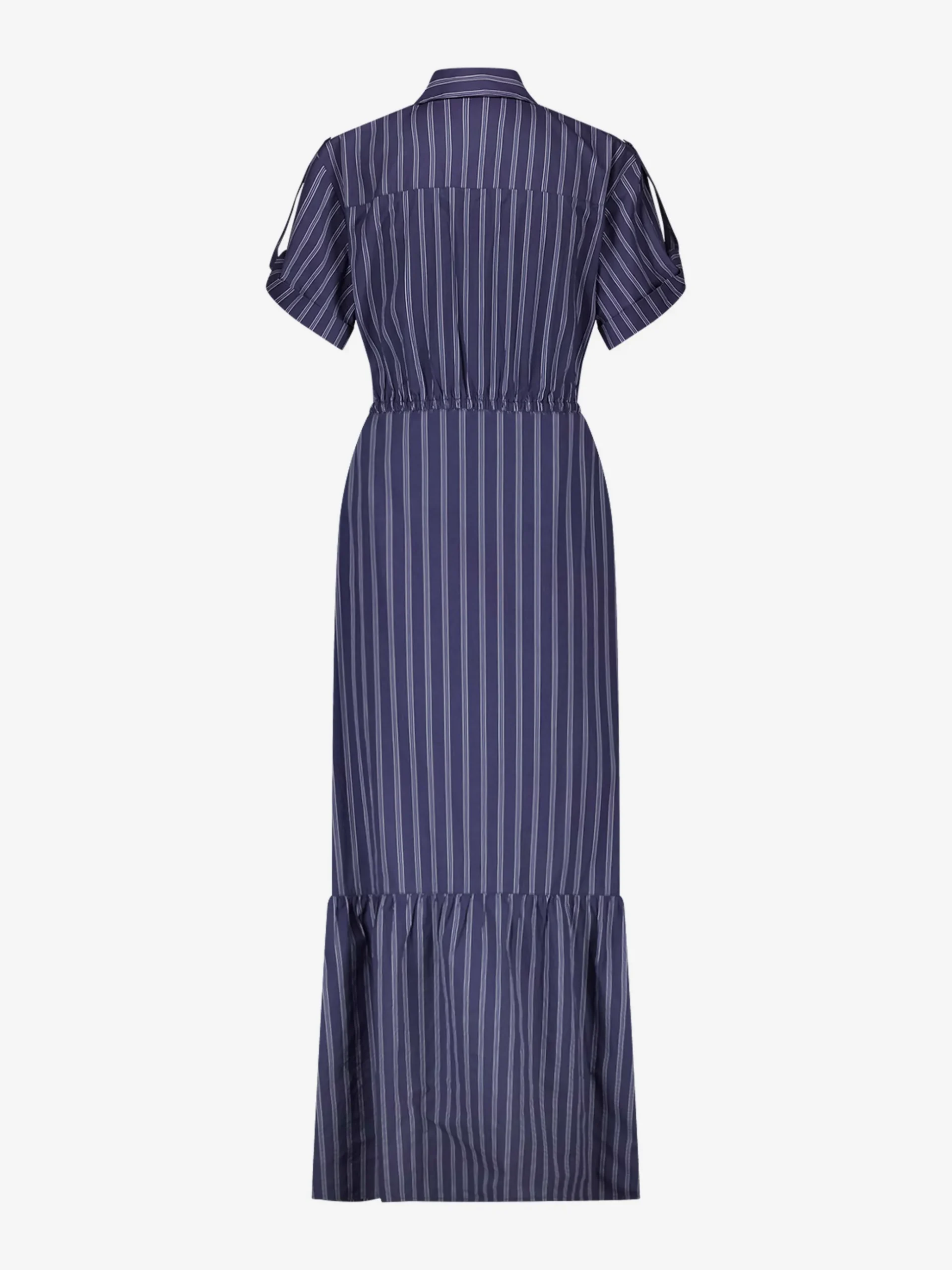 Gestreepte maxi jurk met kanten cut-out details