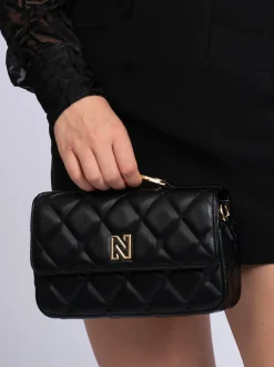Gewatteerde clutch met hengsel en N-logo