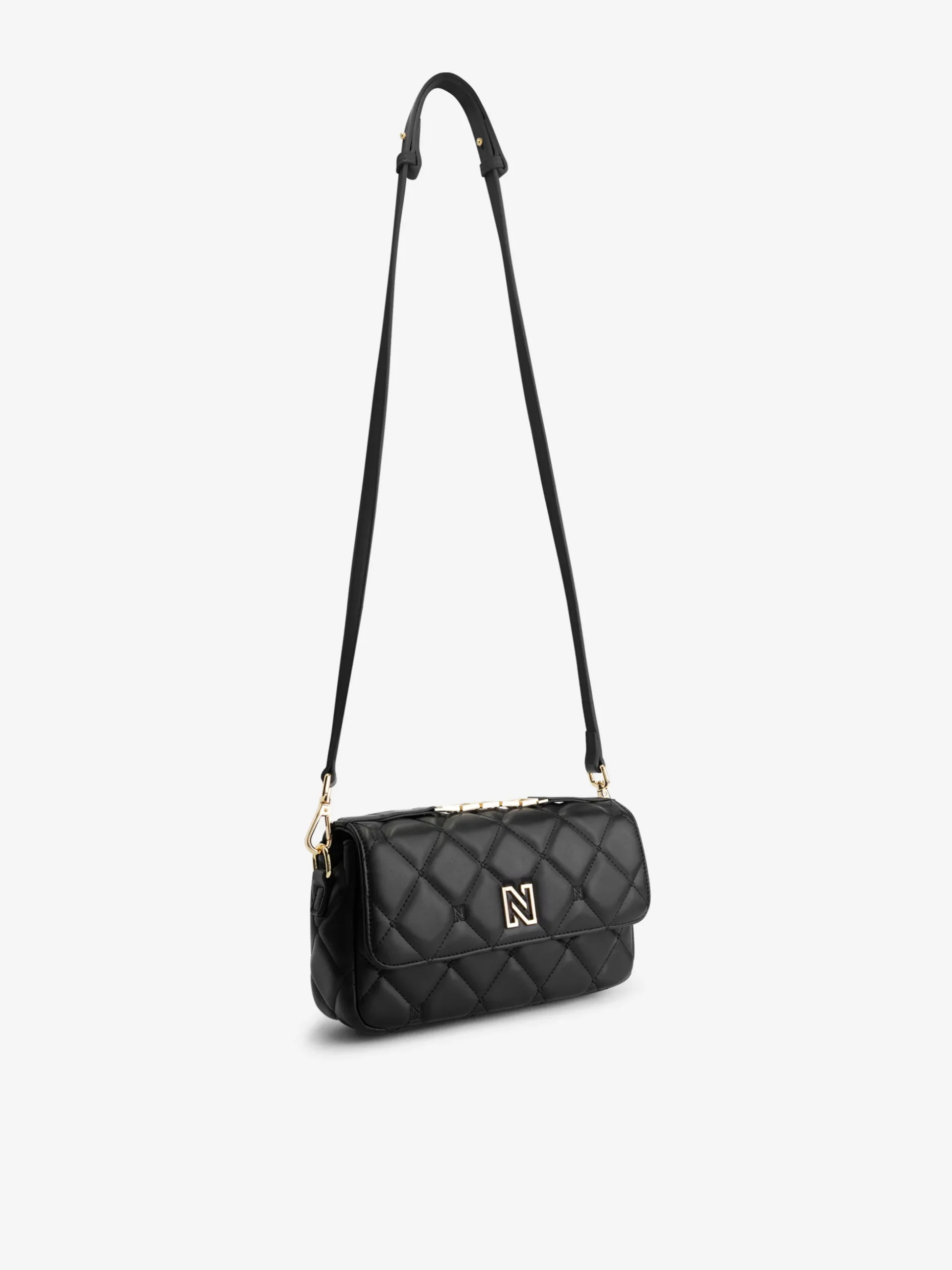 Gewatteerde clutch met hengsel en N-logo