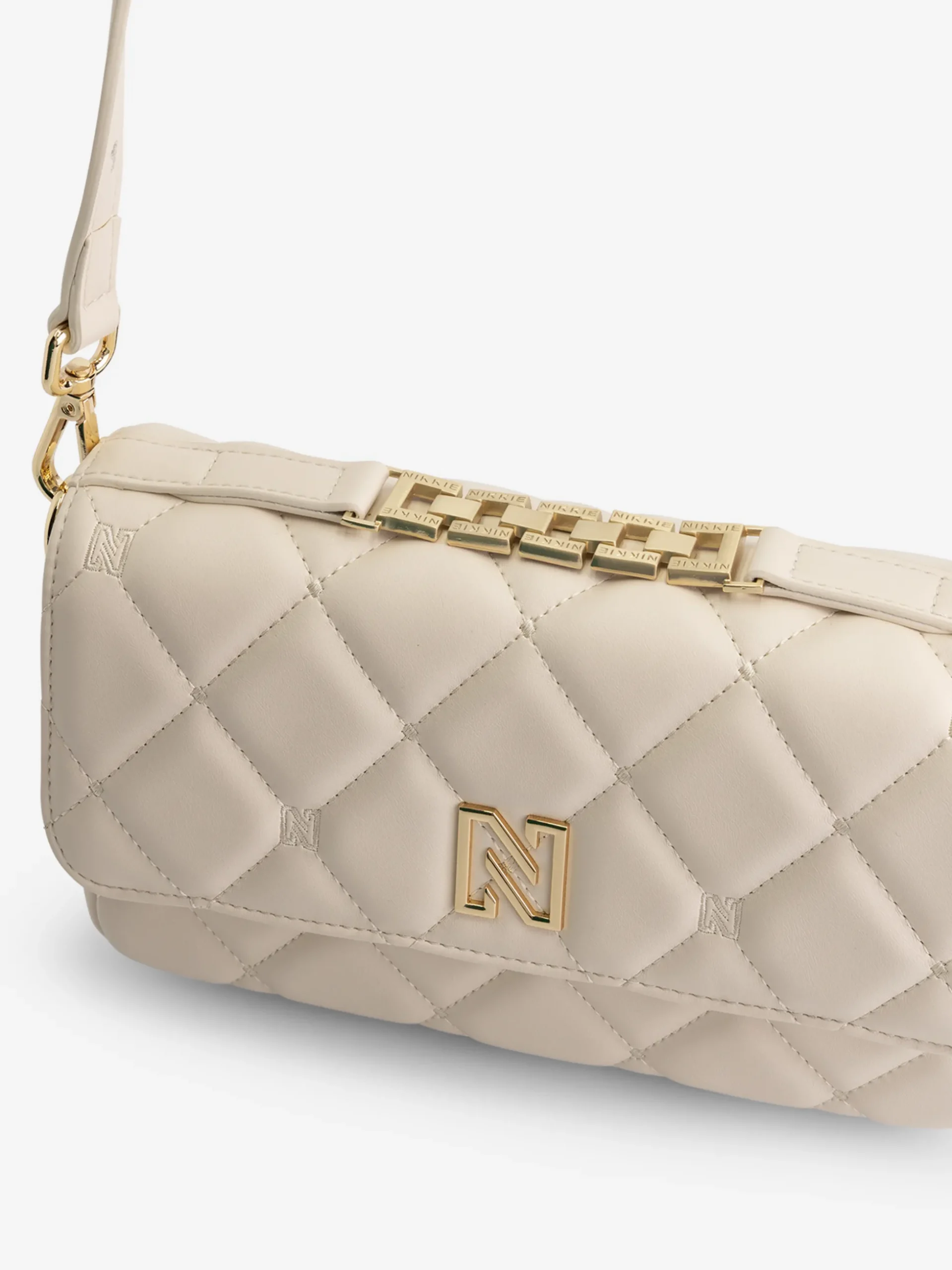 Gewatteerde clutch met hengsel en N-logo
