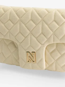 Gewatteerde schoudertas van denim met N-logo