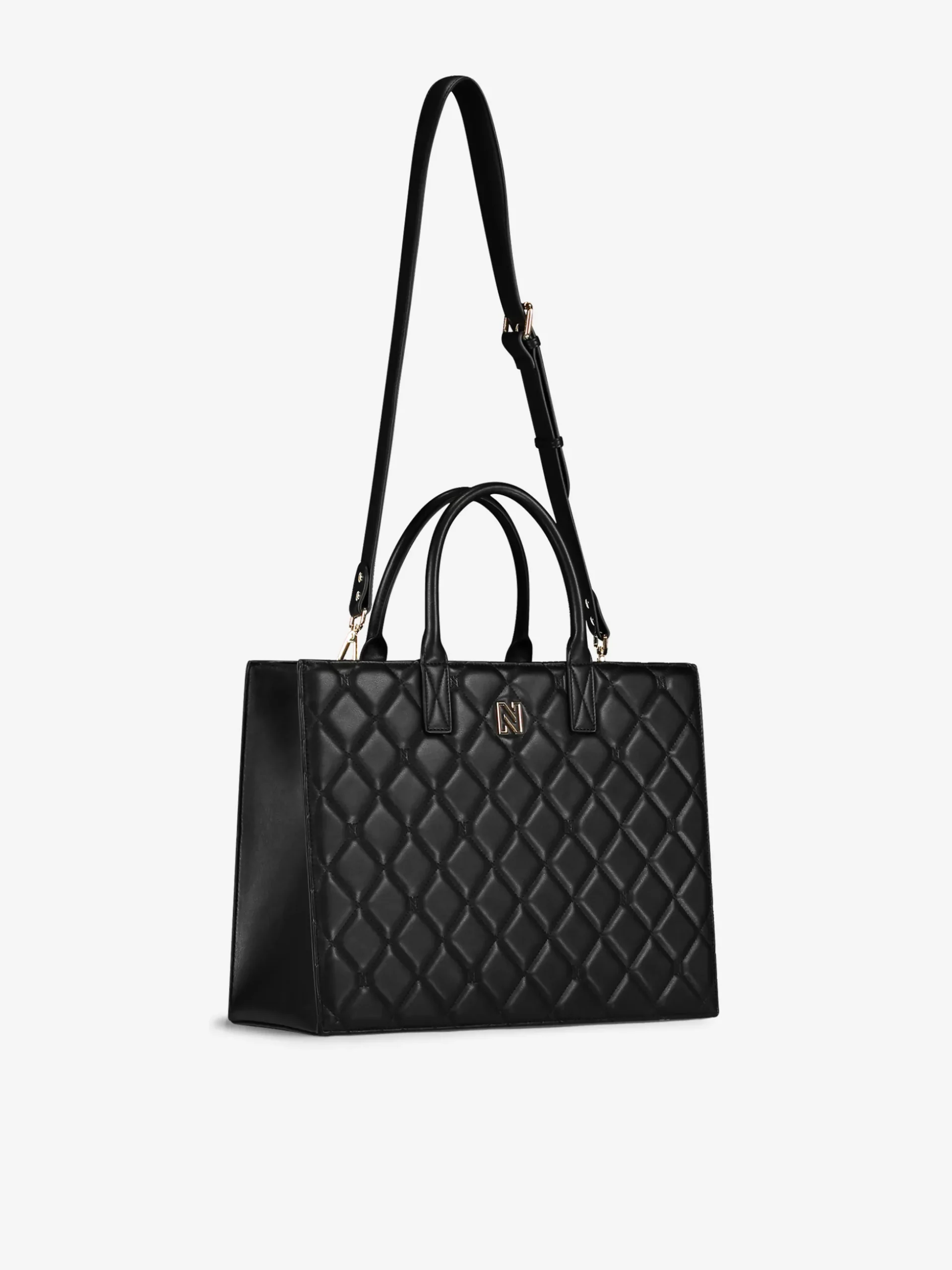 Gewatteerde shopper met logo patroon