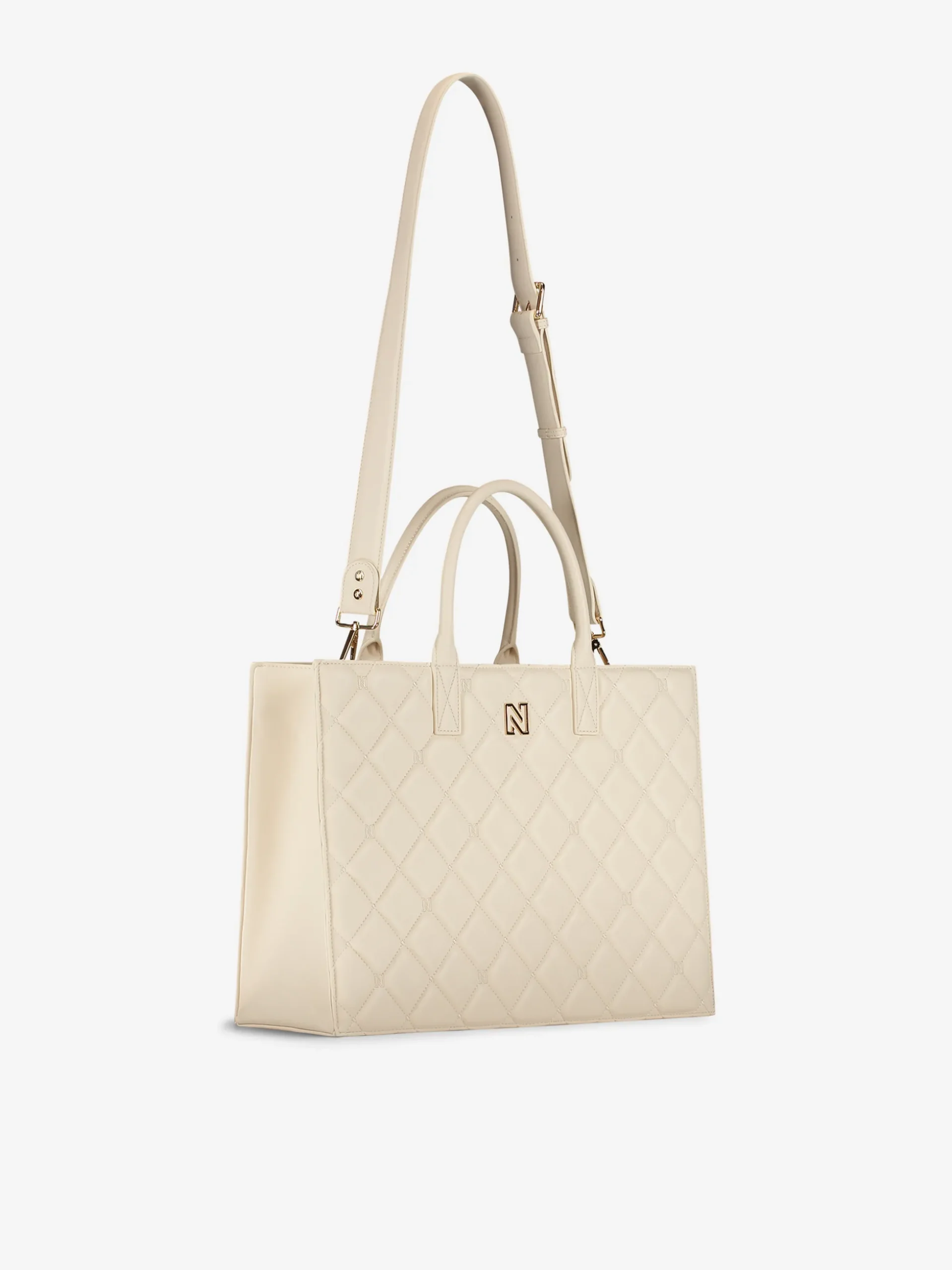 Gewatteerde shopper met logo patroon