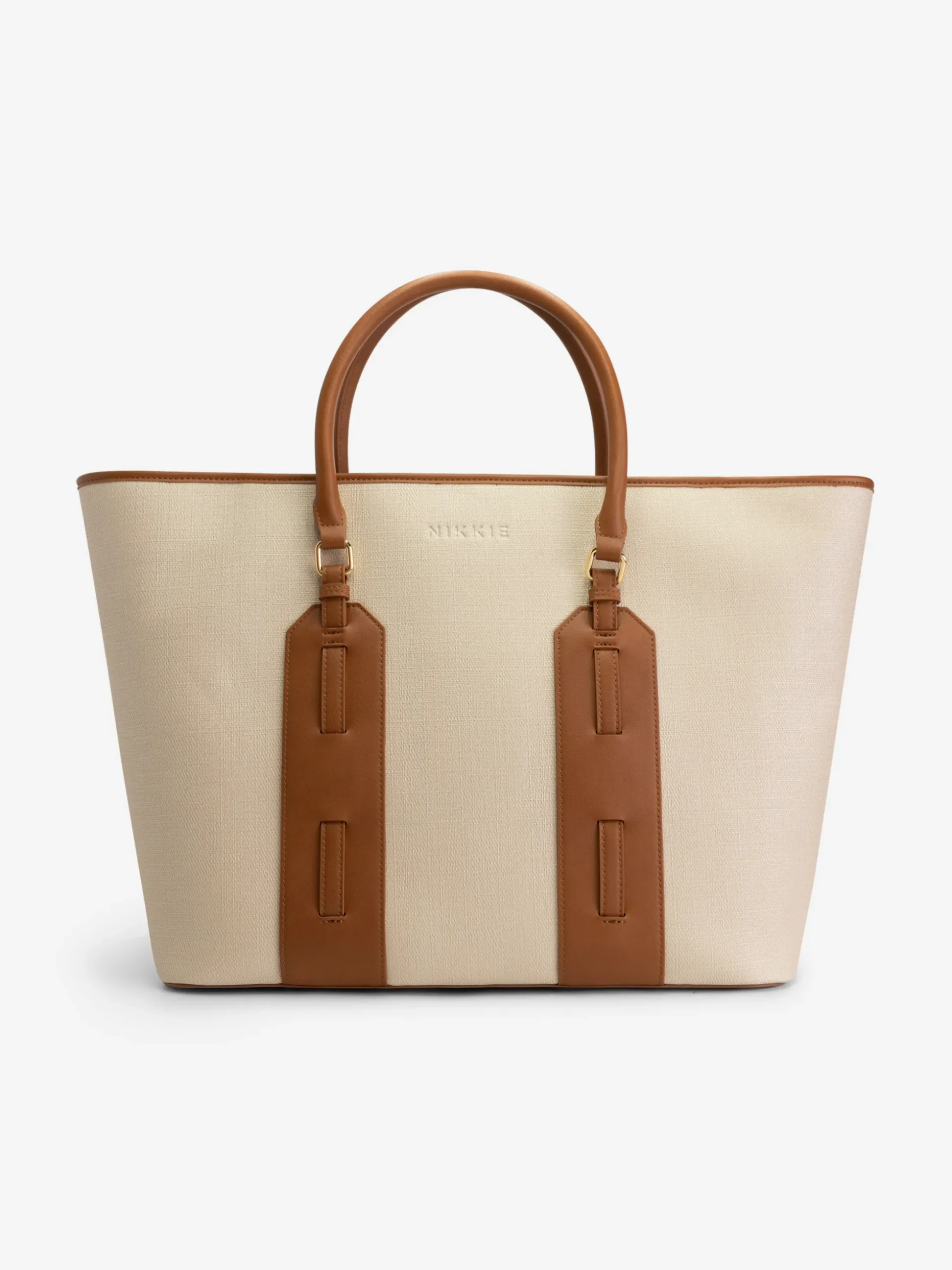 Grote shopper van canvas en imitatieleer met N-logo