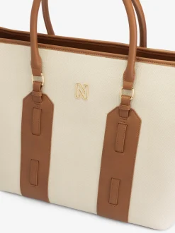 Grote shopper van canvas en imitatieleer met N-logo
