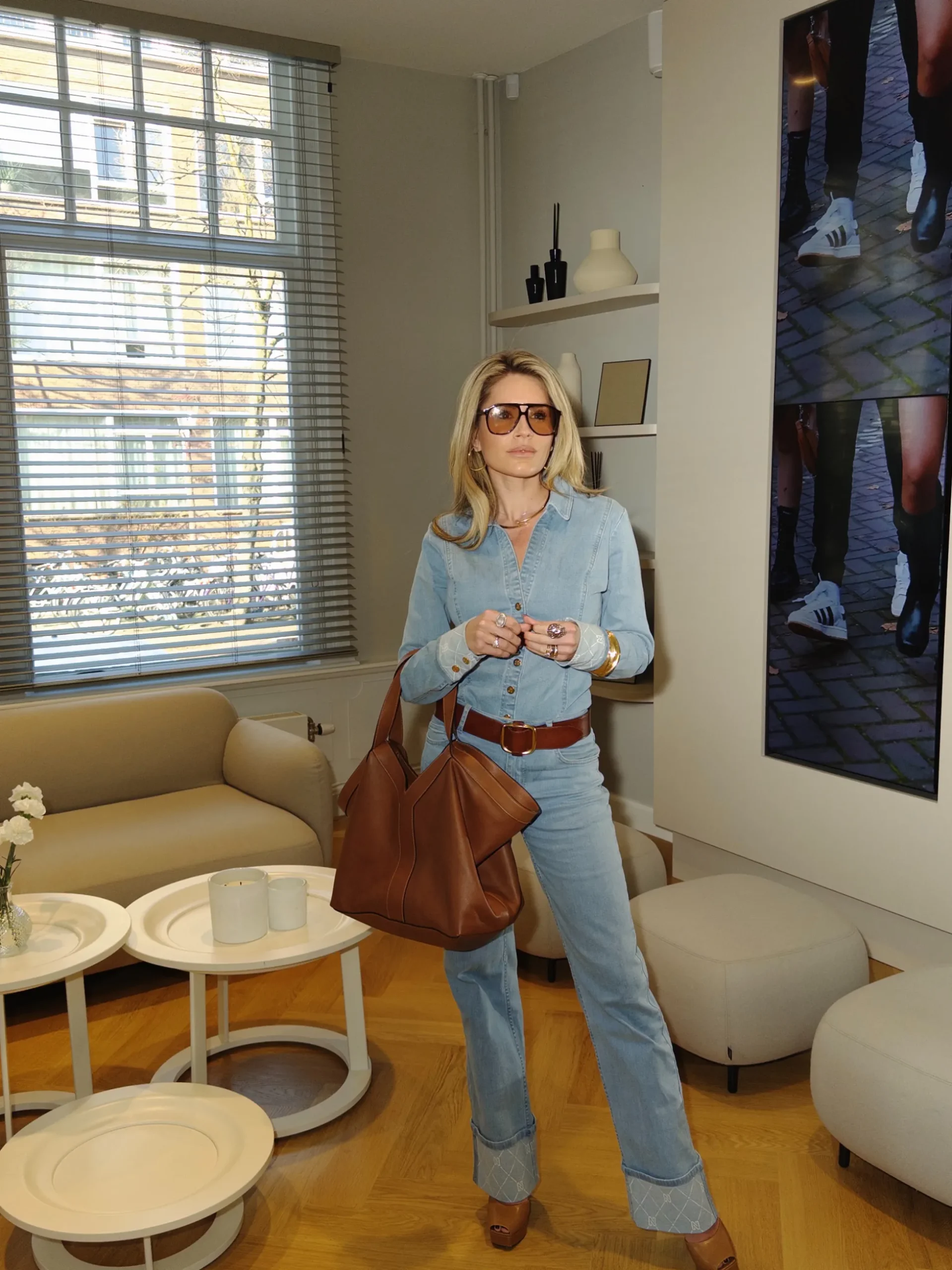 Jeans met rechte pijpen en omslagrand
