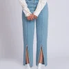 Jeans met split en strass steentjes