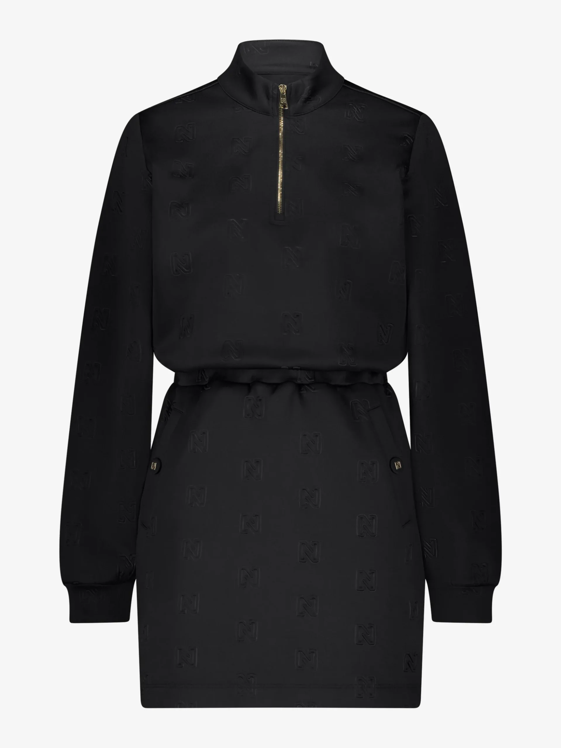 Jurk met logo patroon en elastische tailleband