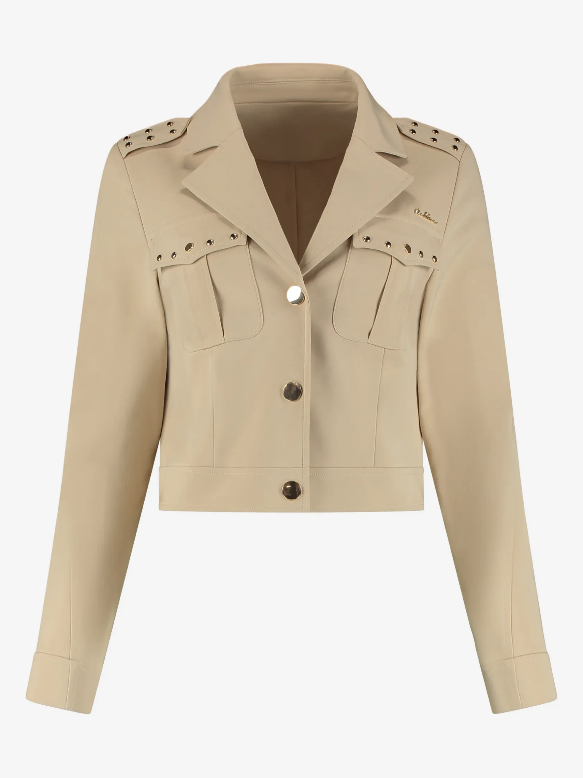 Kort jack met studs en borstzakken