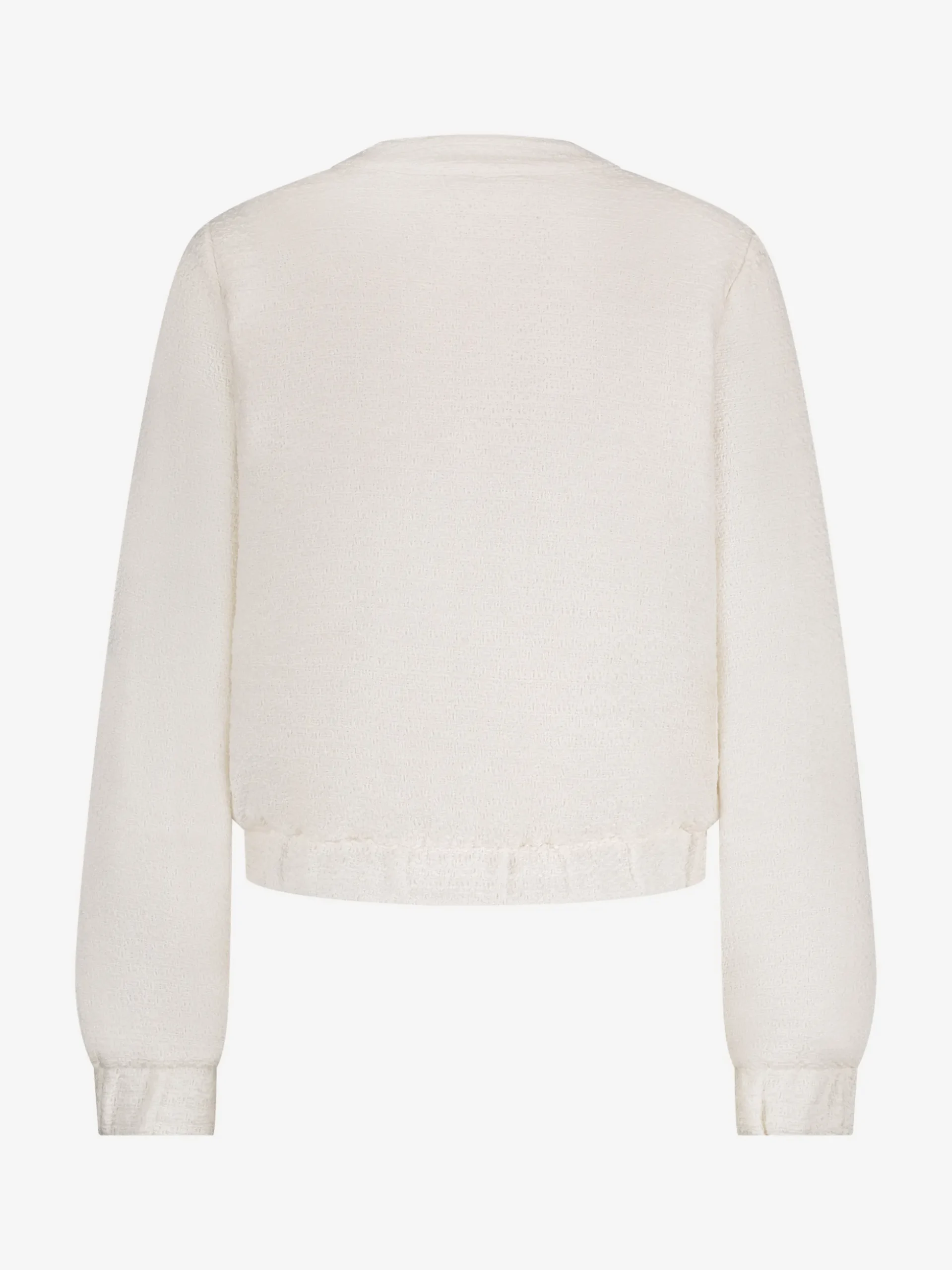 Kort tweed jack met N-knopen en glimmende biezen