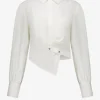 Korte asymmetrische blouse met ballonmouwen