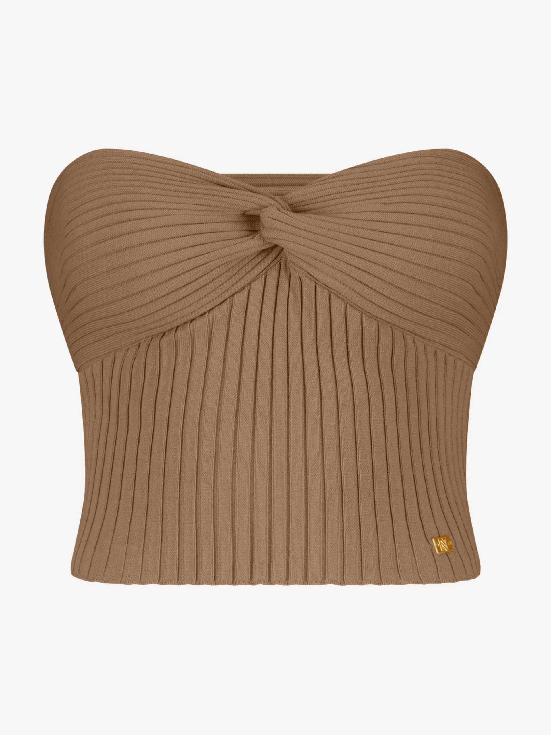 Korte bandeau top met gedraaide buste