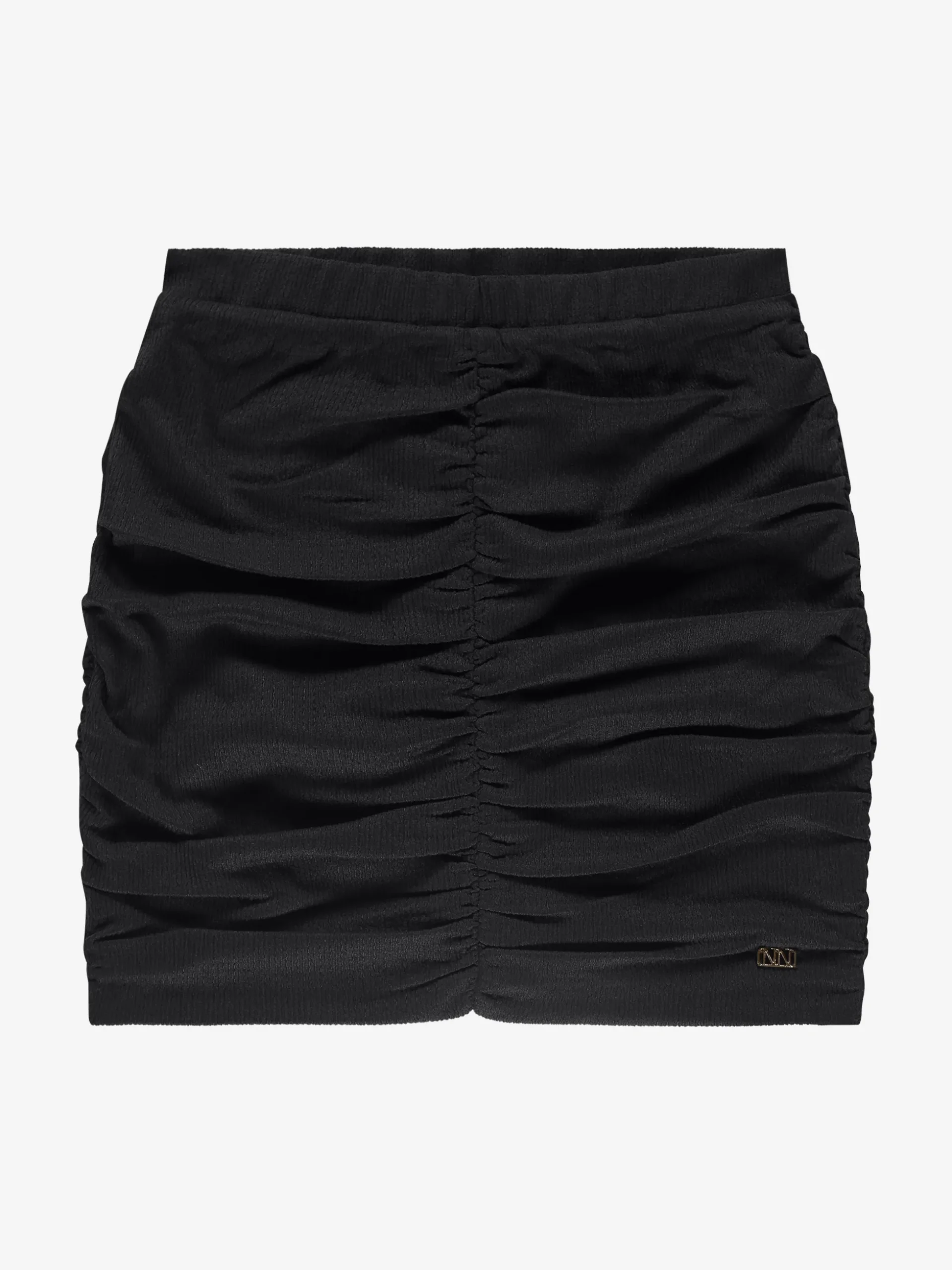 Korte gedrapeerde rok met elastische tailleband