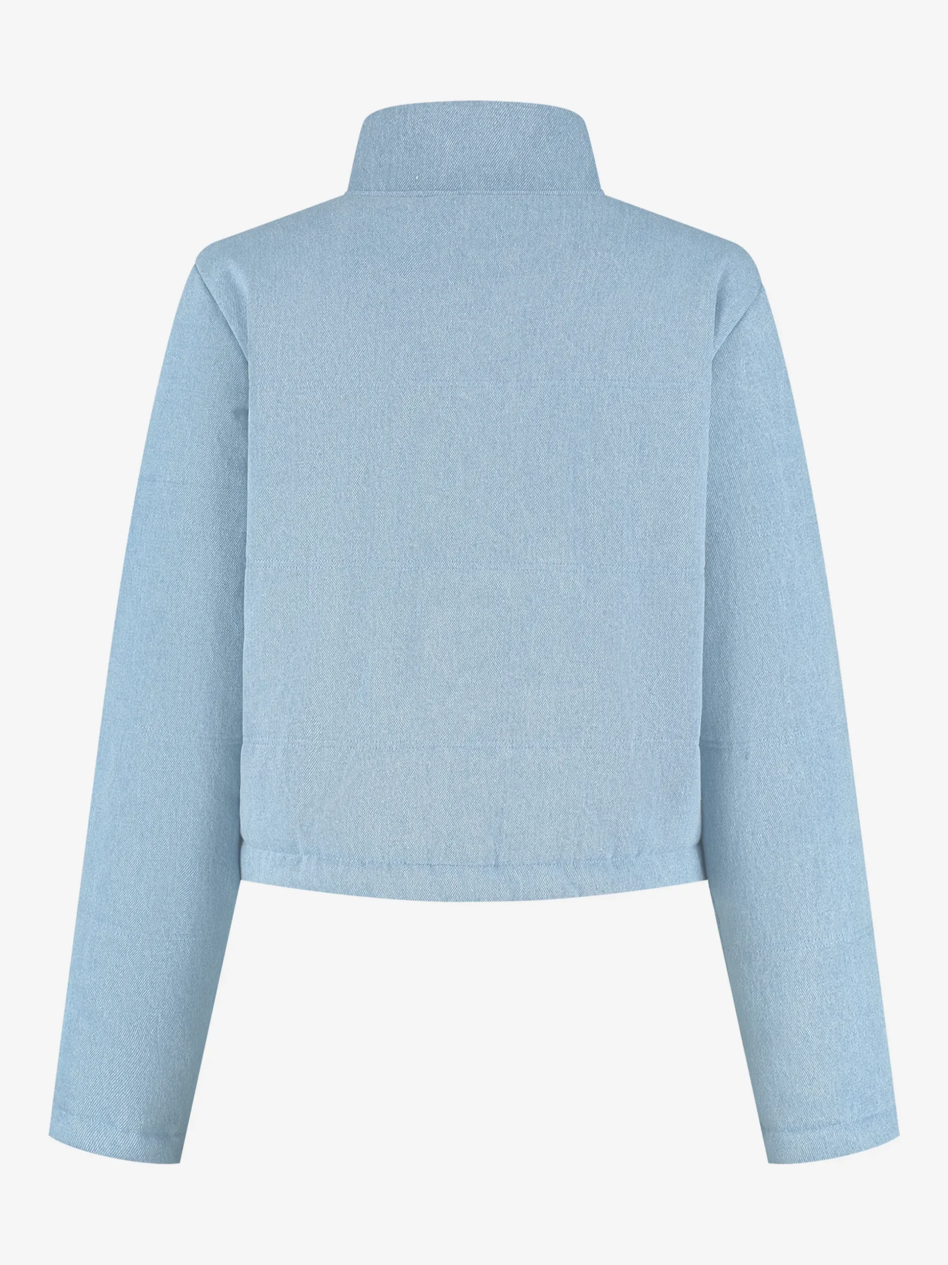 Korte puffer jas met een denim-look