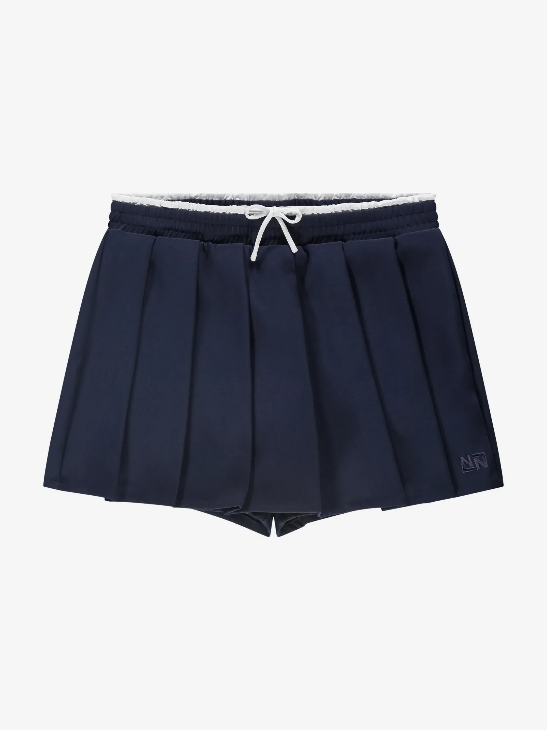 Korte skort met plooien en dubbele tailleband