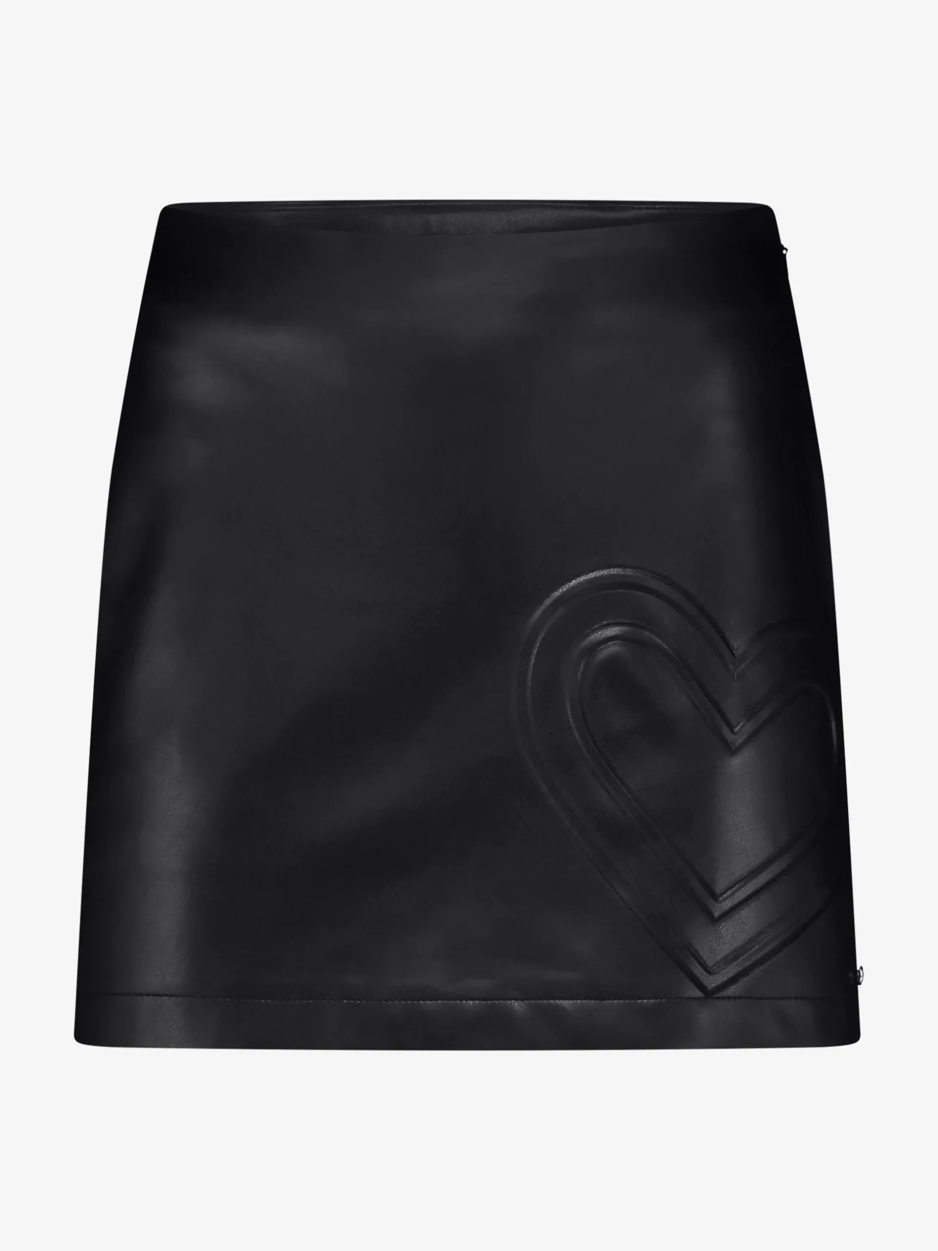 Korte skort van imitatieleer met hart detail
