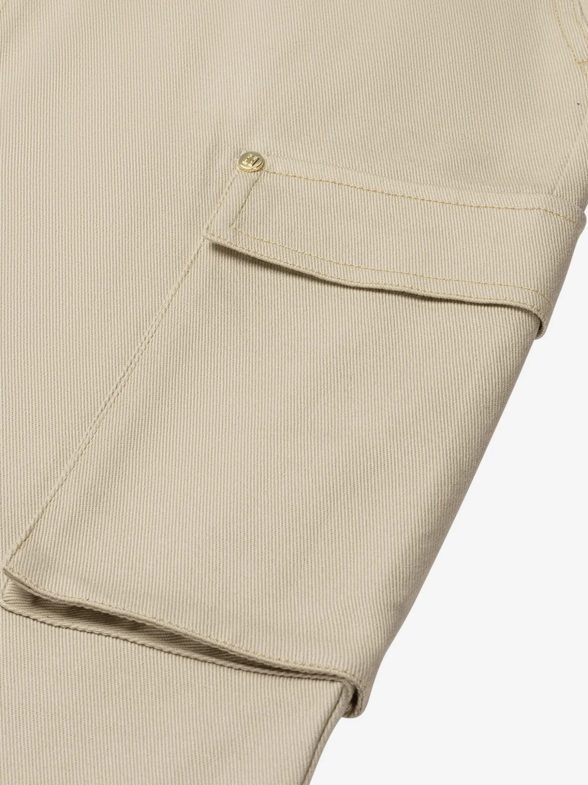 Lange denim rok met split en klepzakken