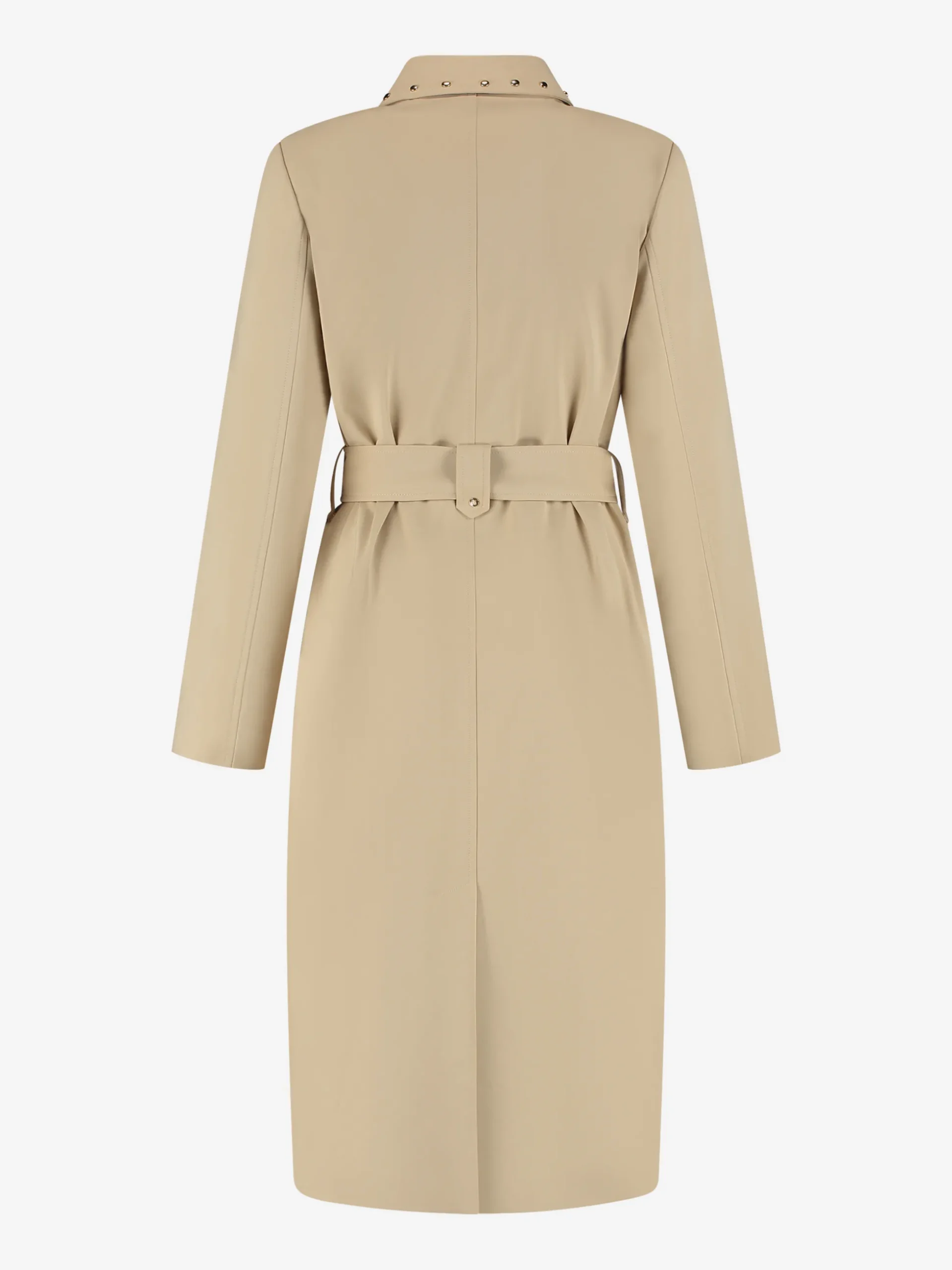 Lange trenchcoat met tweelaags effect en studs