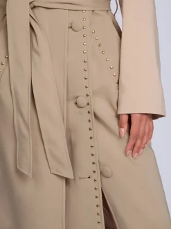 Lange trenchcoat met tweelaags effect en studs