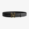 Leren riem met N-logo gesp