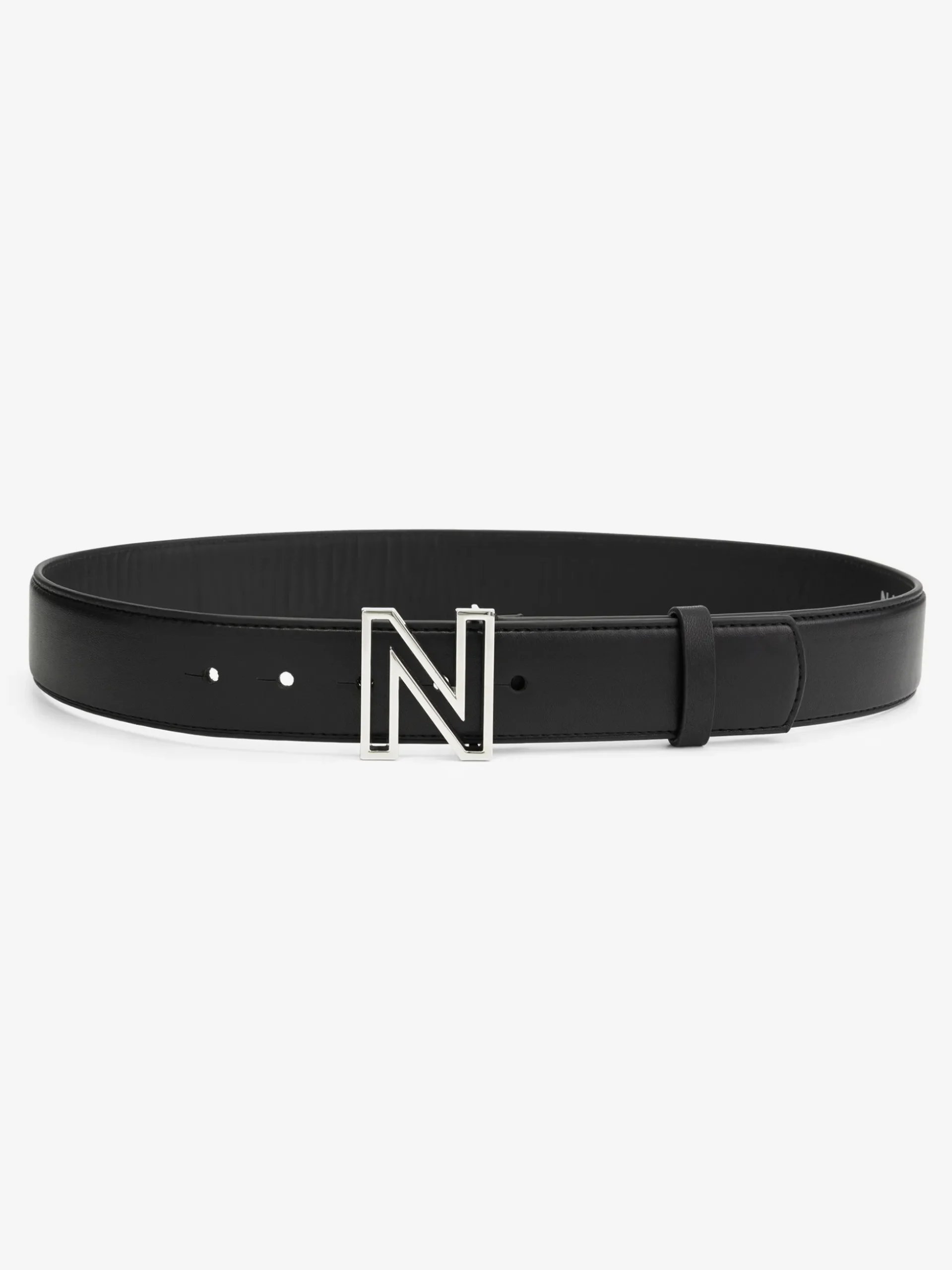 Leren riem met N-logo gesp