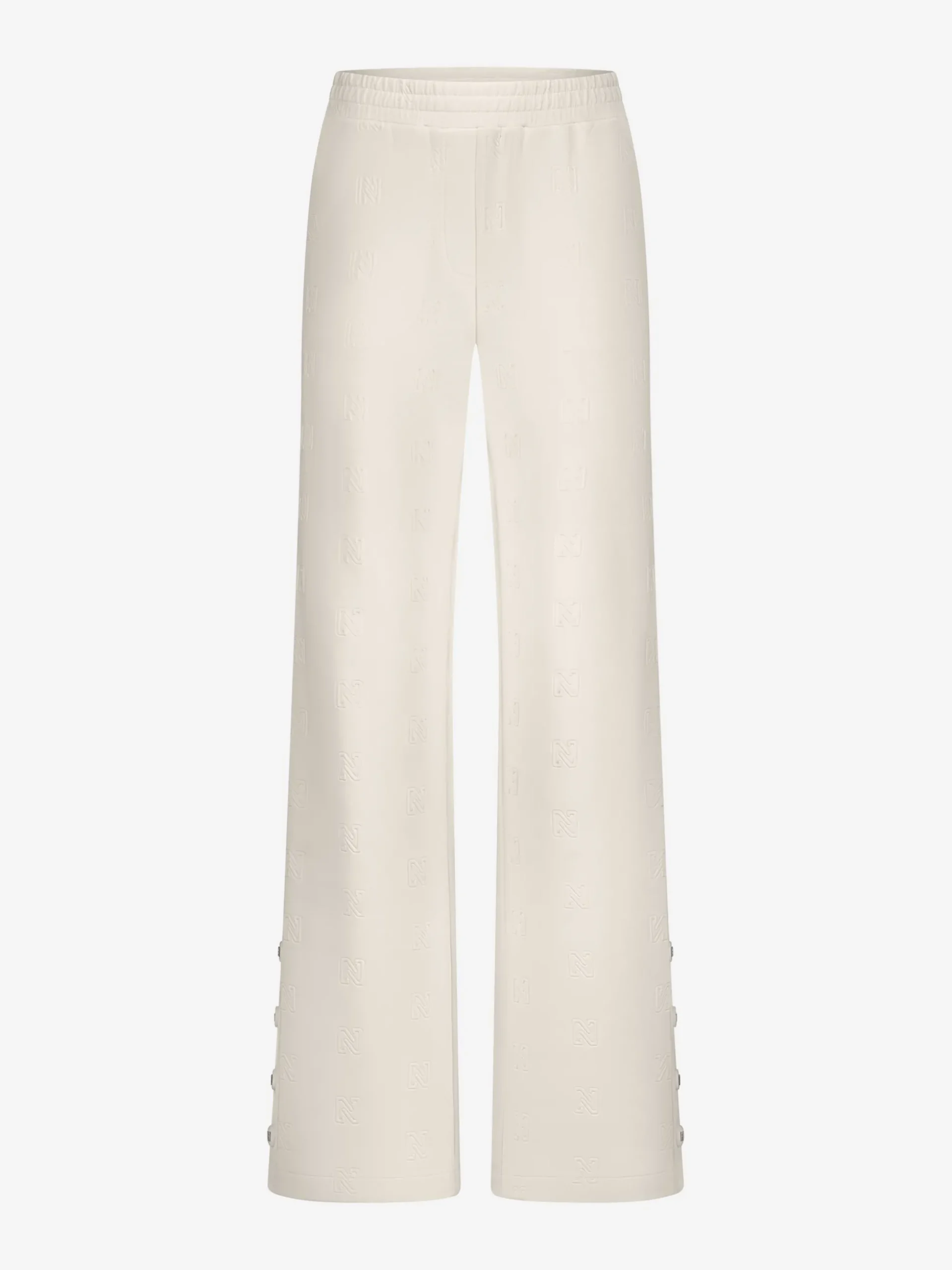 Losvallende broek met logo patroon en sierknopen