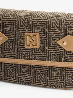 Midi schoudertas met logo patroon