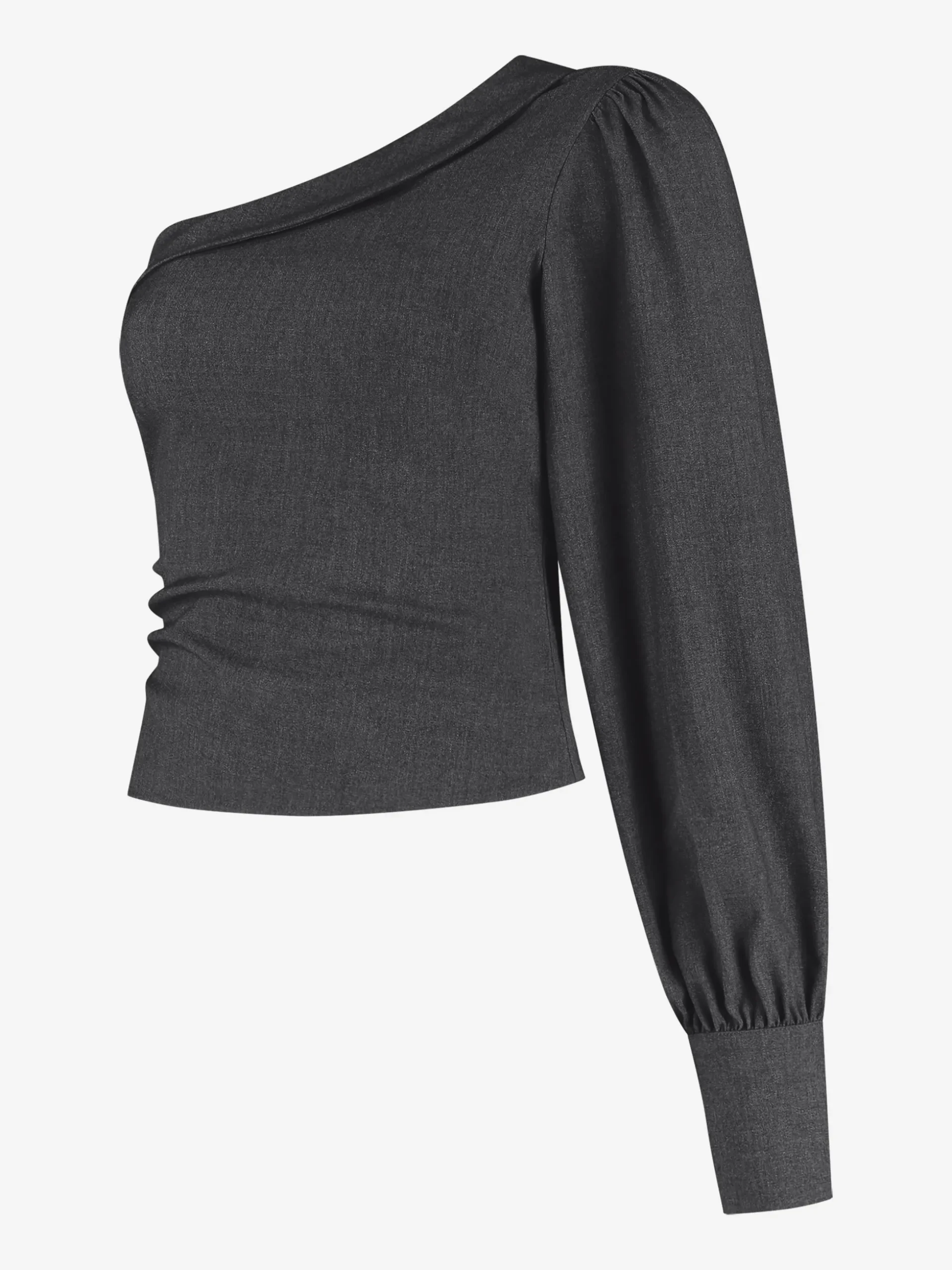 One shoulder top met ballonmouw
