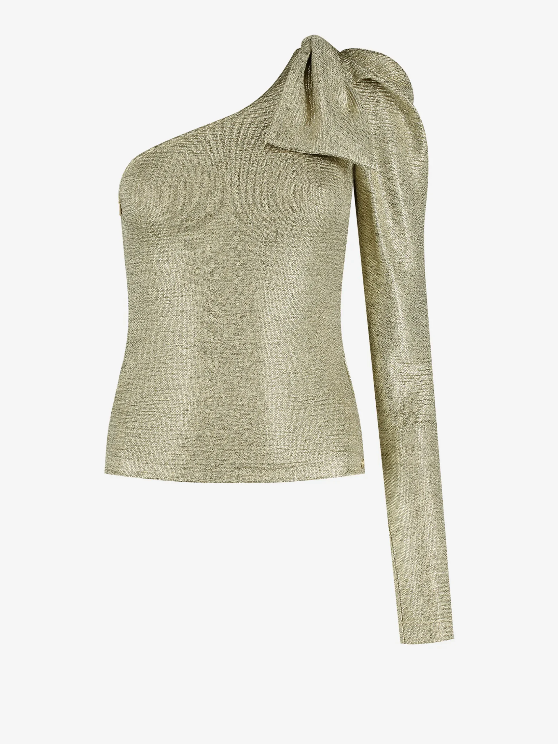 One shoulder top met strik op schouder