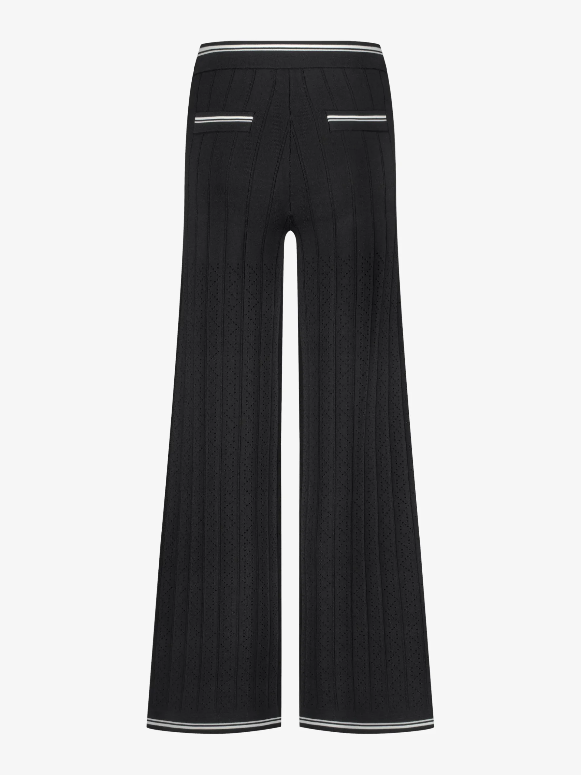 Opengebreide broek met witte biezen