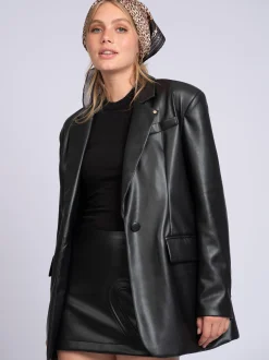 Oversized blazer van imitatieleer