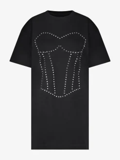 Oversized T-shirtjurk met strass steentjes