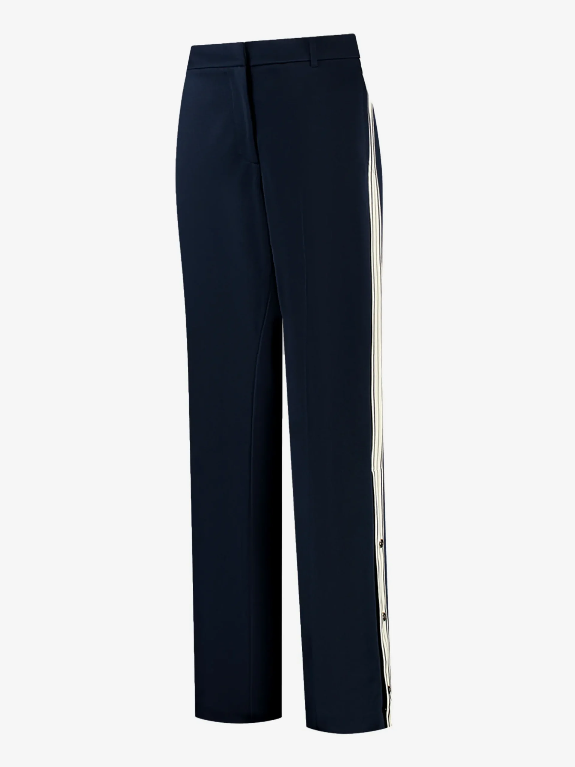 Pantalon met strepen en knopen op zijkant