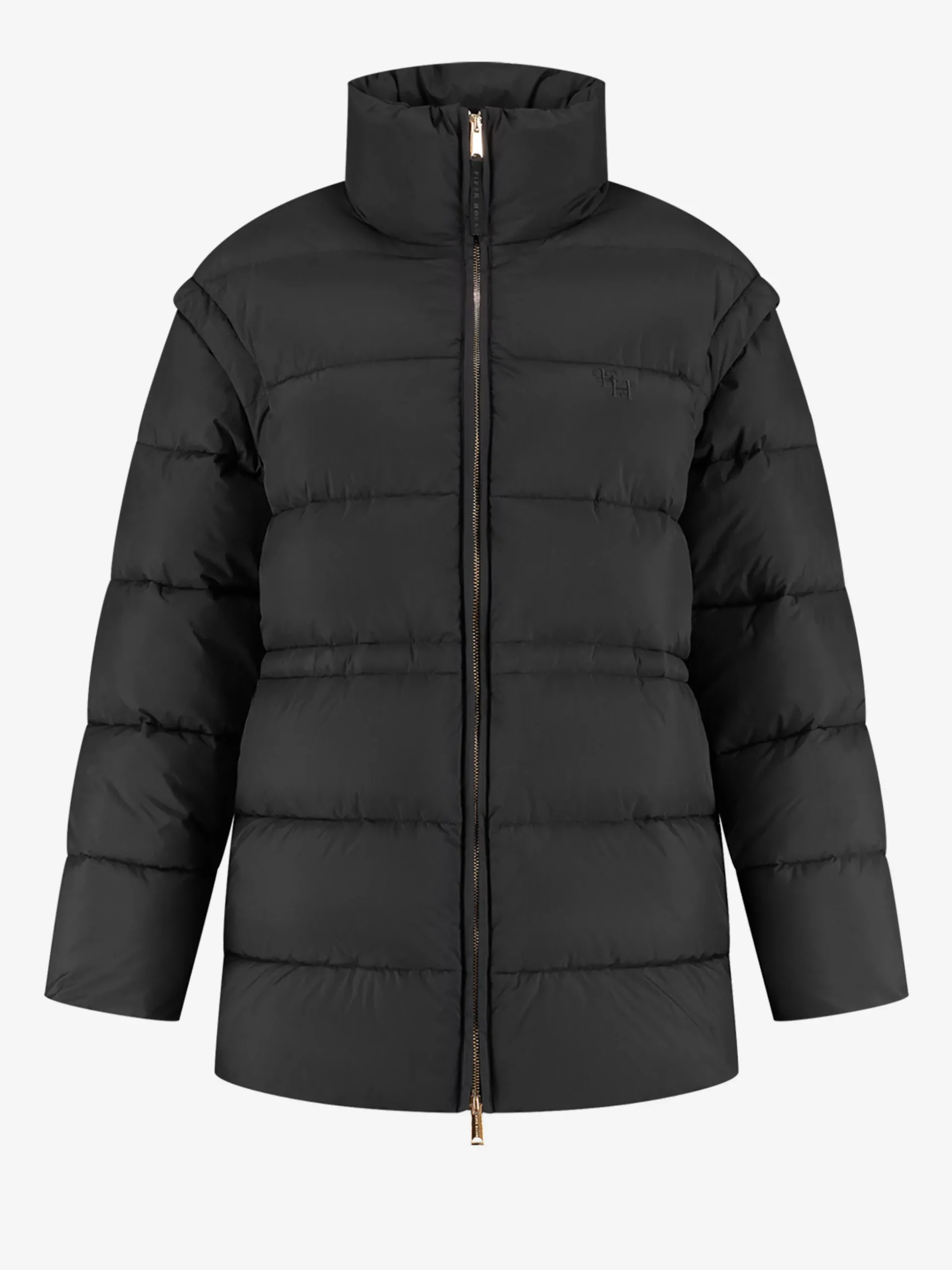 Puffer jas met capuchon en getailleerde taille