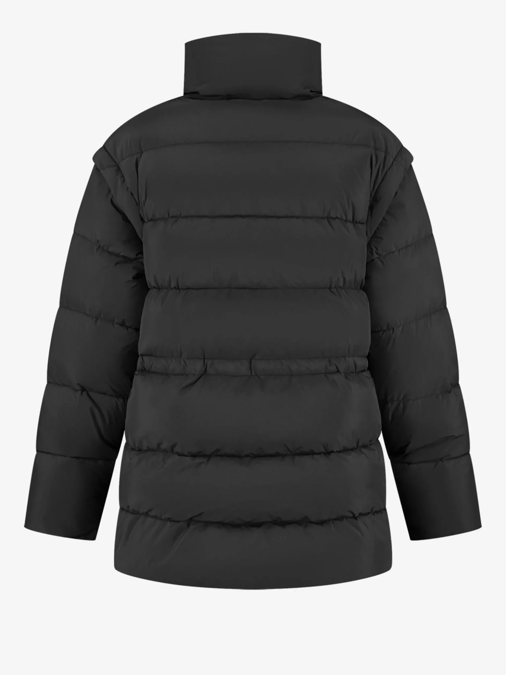 Puffer jas met capuchon en getailleerde taille