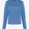 Satijnen look blouse met flared mouwen