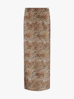 Satijnlook maxi rok met luipaardprint