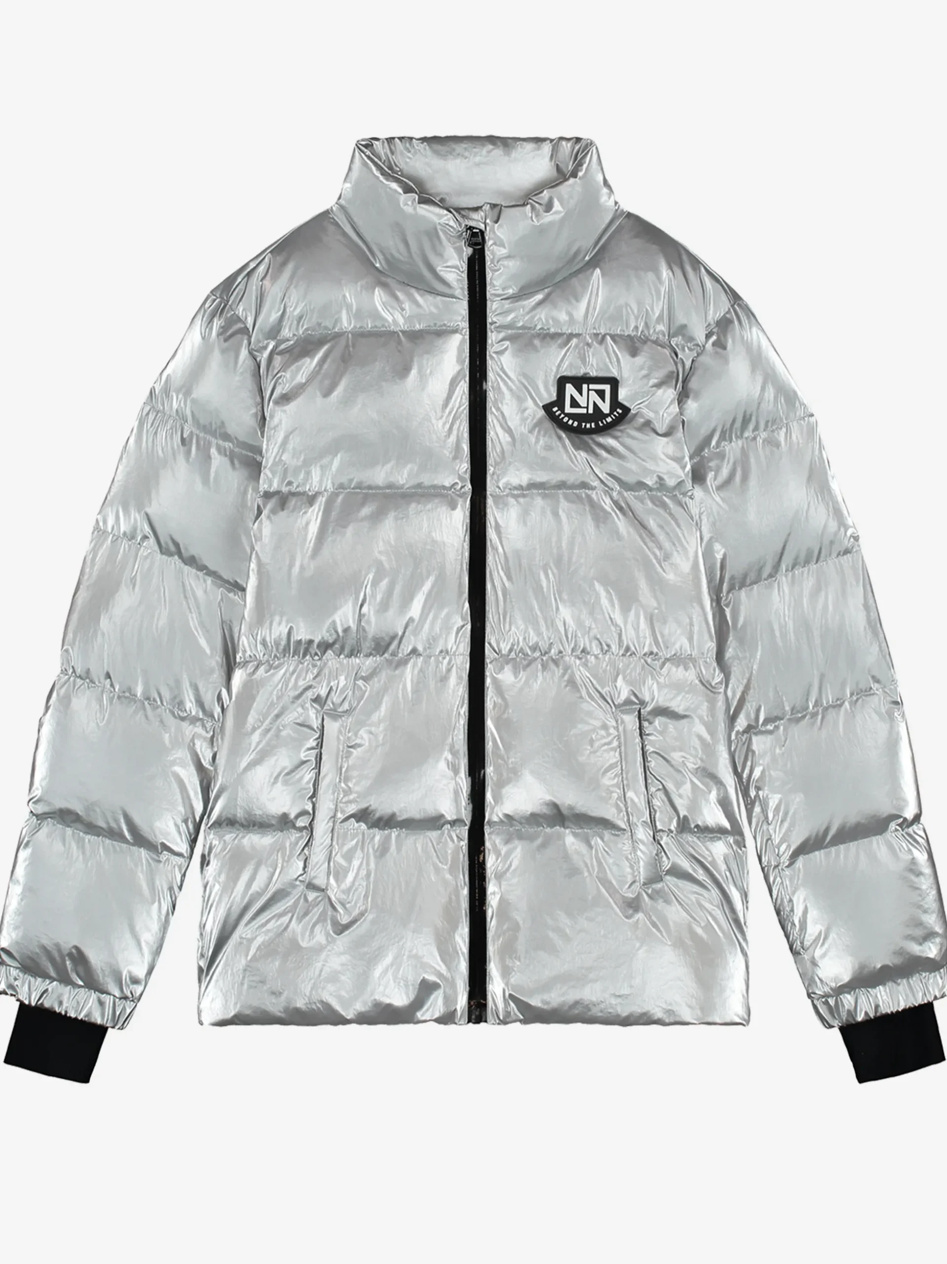 Ski jas met metallic look en hoge kraag