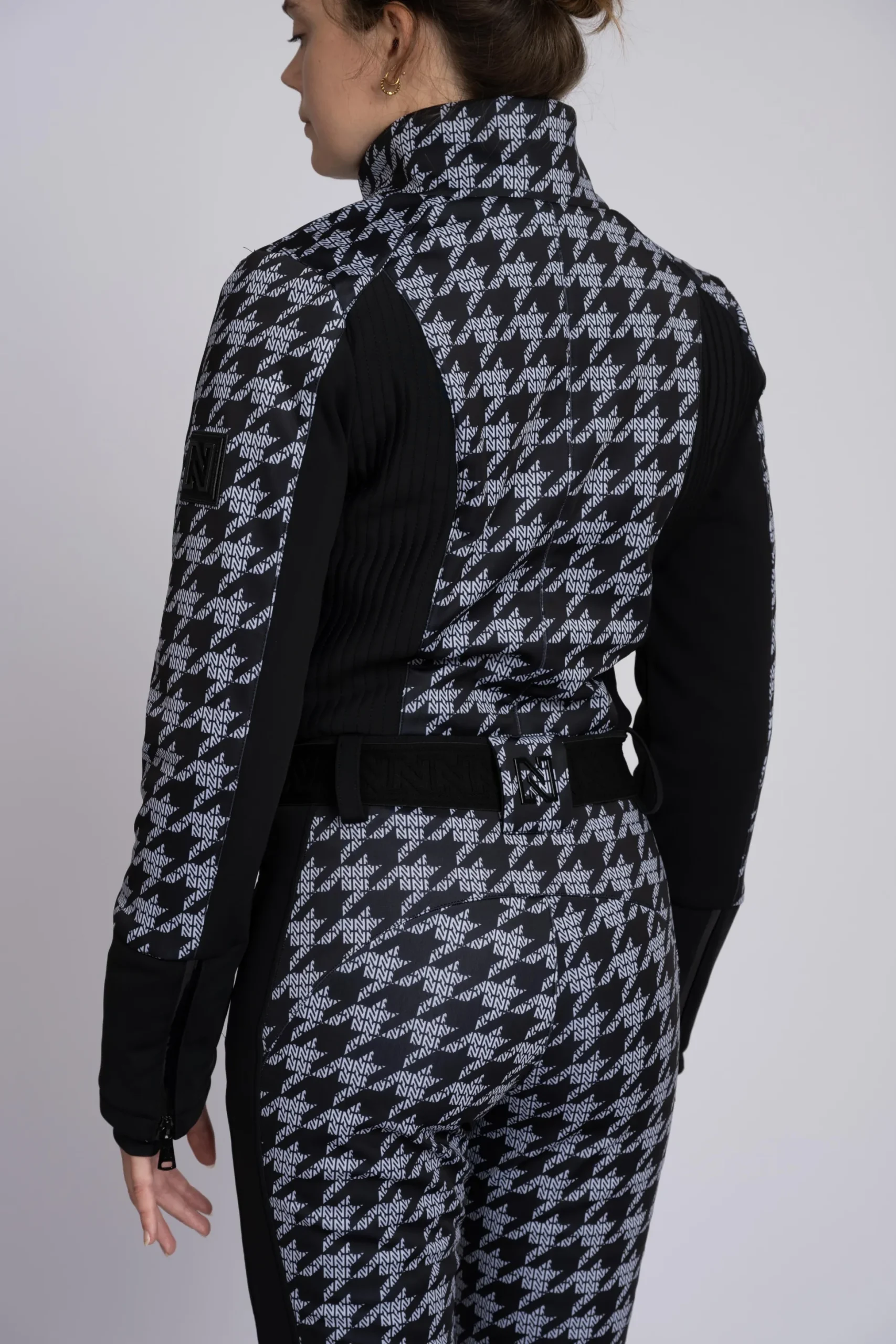 Ski jumpsuit met logo patroon en elastische riem