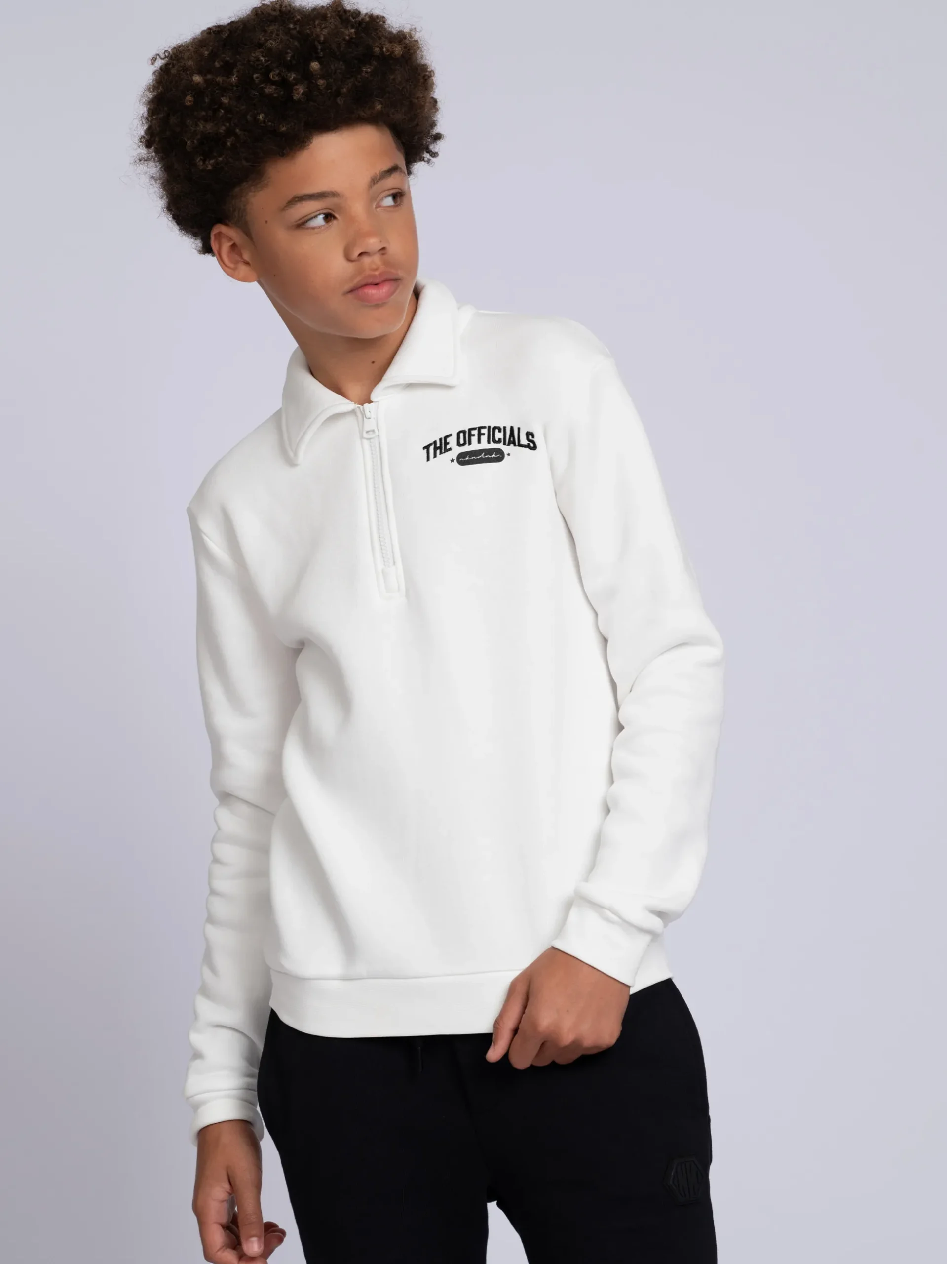 Sweater met halve rits en geborduurd logo