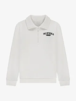 Sweater met halve rits en geborduurd logo