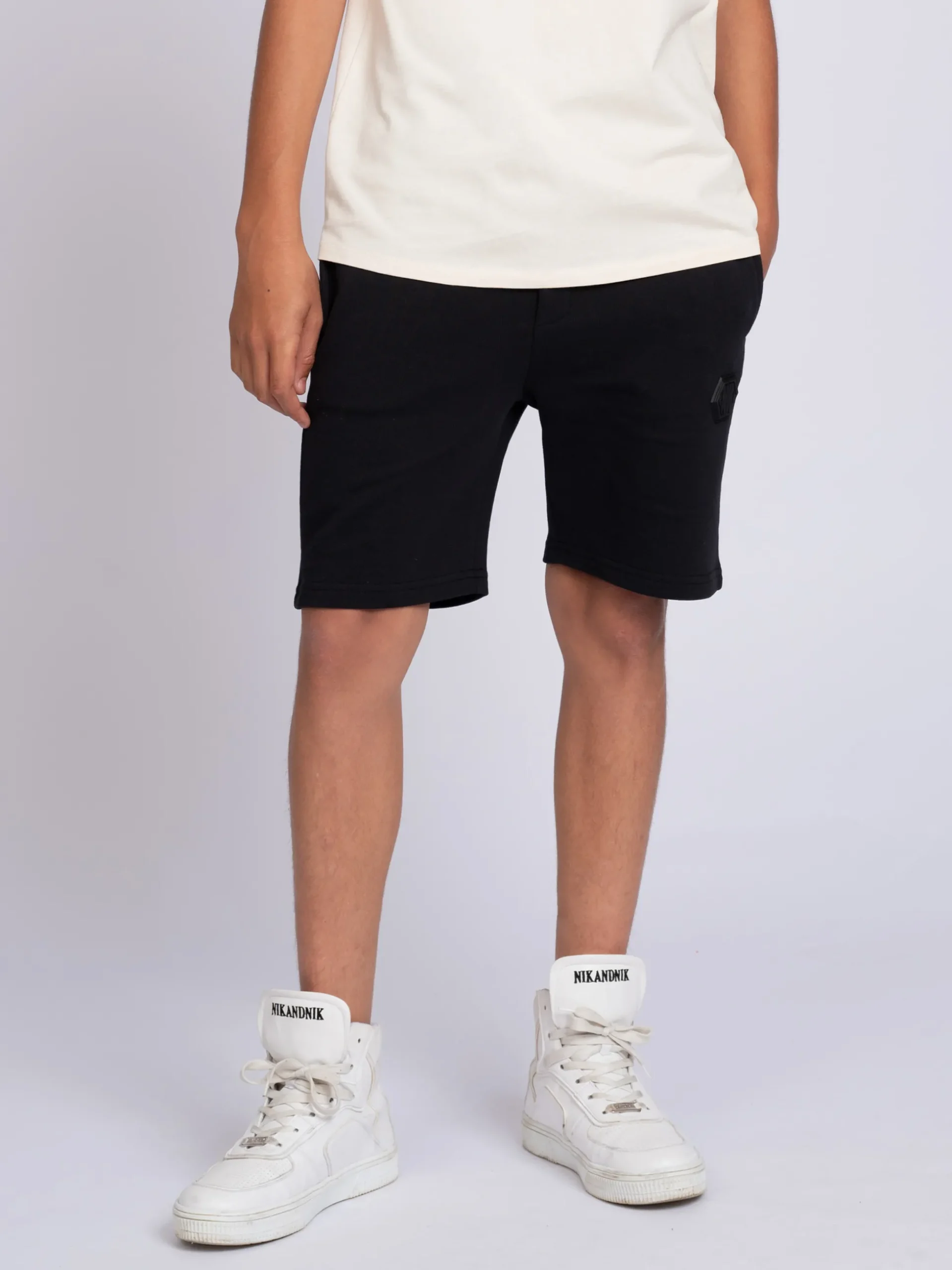 Sweatshort met elastische tailleband en logo patch