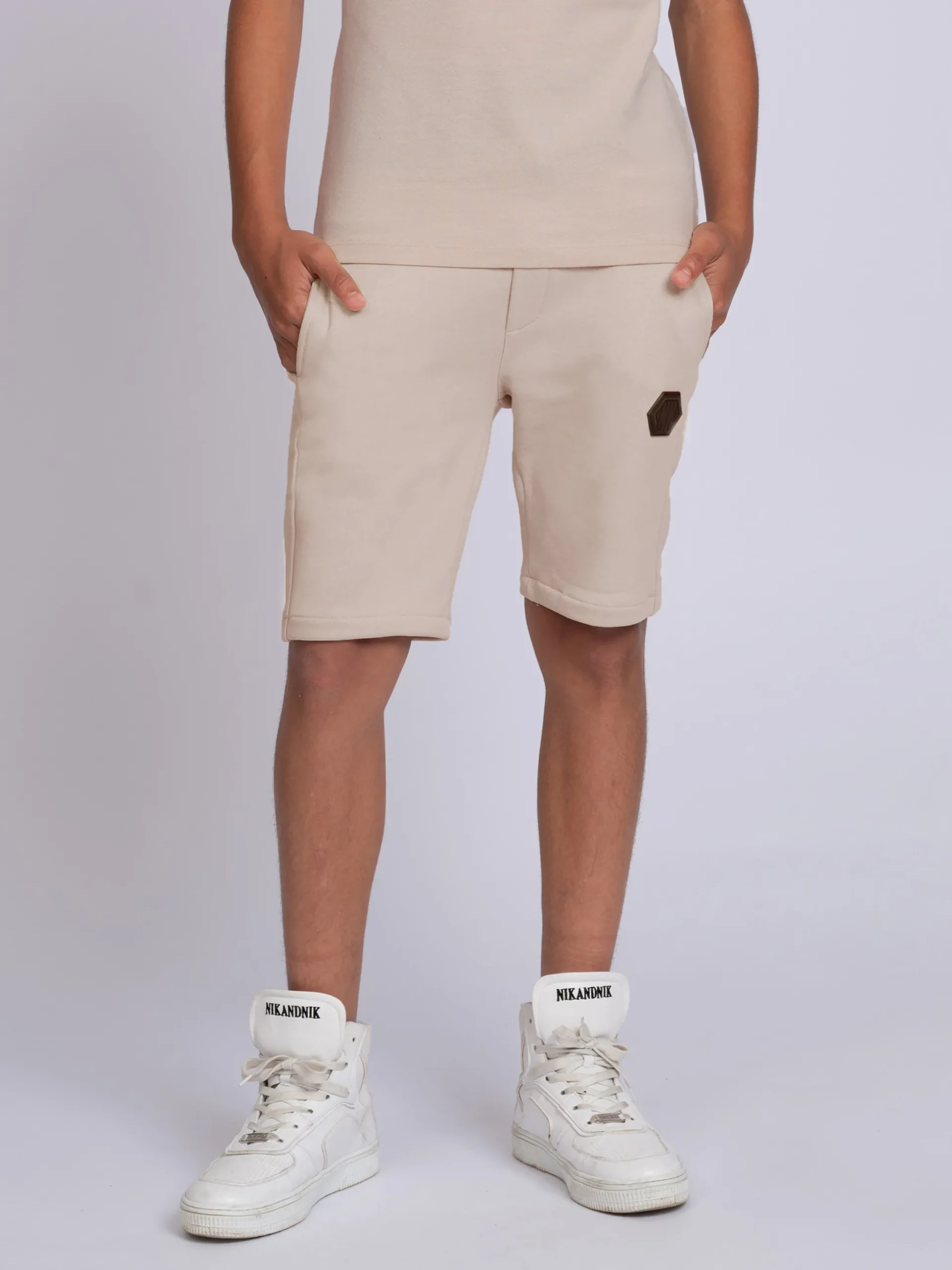 Sweatshort met elastische tailleband en logo patch